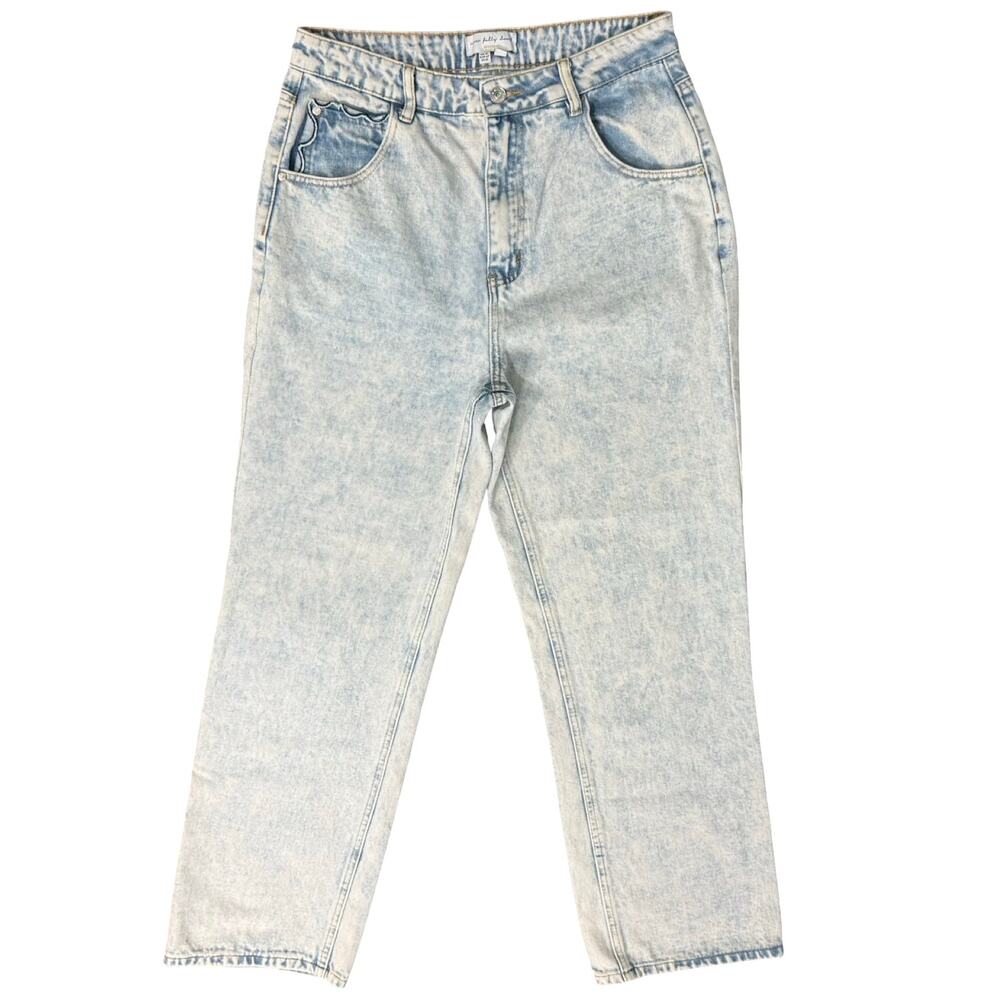 Never Fully Dressed Light Wash Blue Scallop Detail Straight Leg Jeans size 10 - Picture 2 of 13